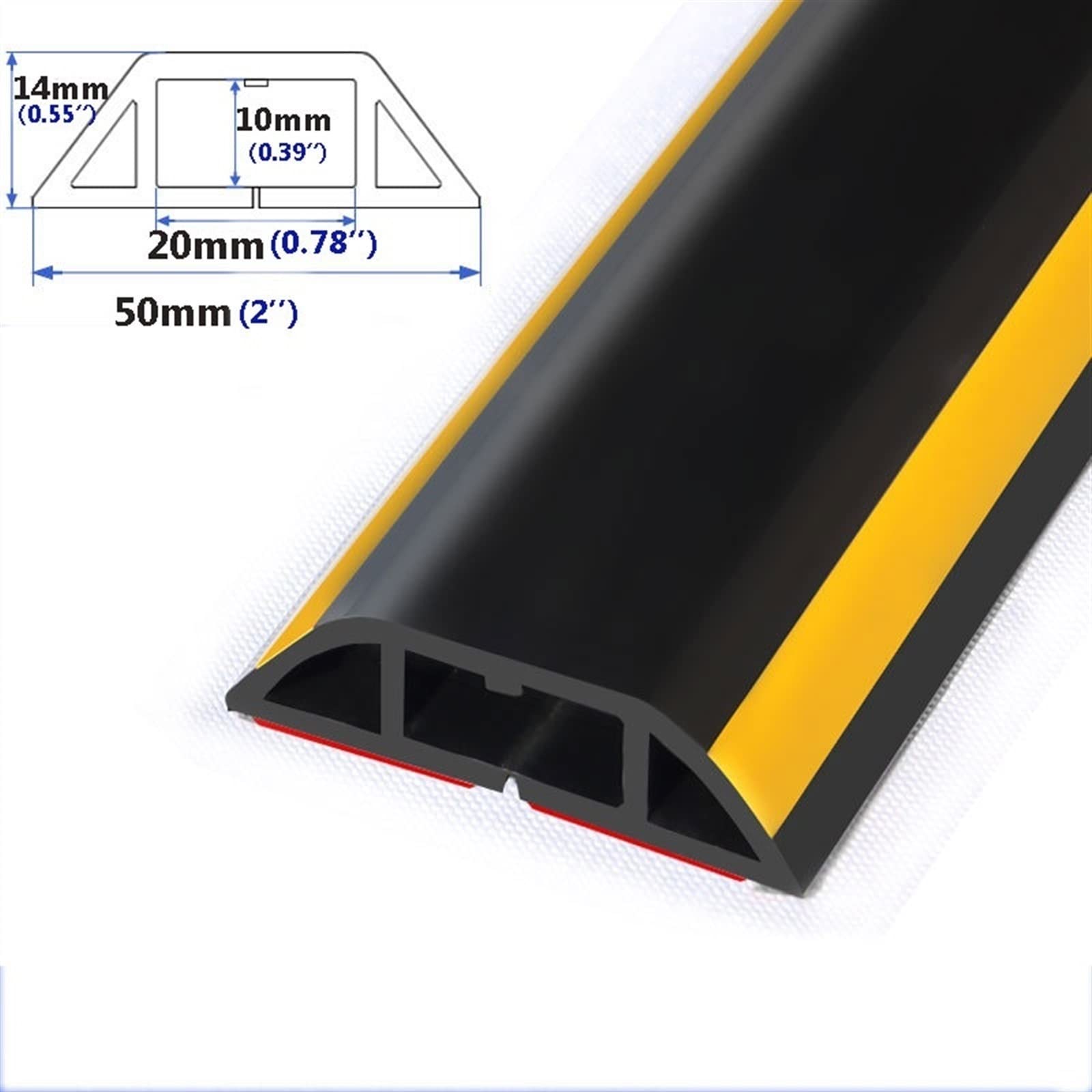 3 metros cubierta de suelo para cable, canaleta pasacables para suelo, Protector de cable de alimentación autoadhesivo Cubierta de cable de piso, Tira de agarre de cable, cubierta de cable(Black,D50MM
