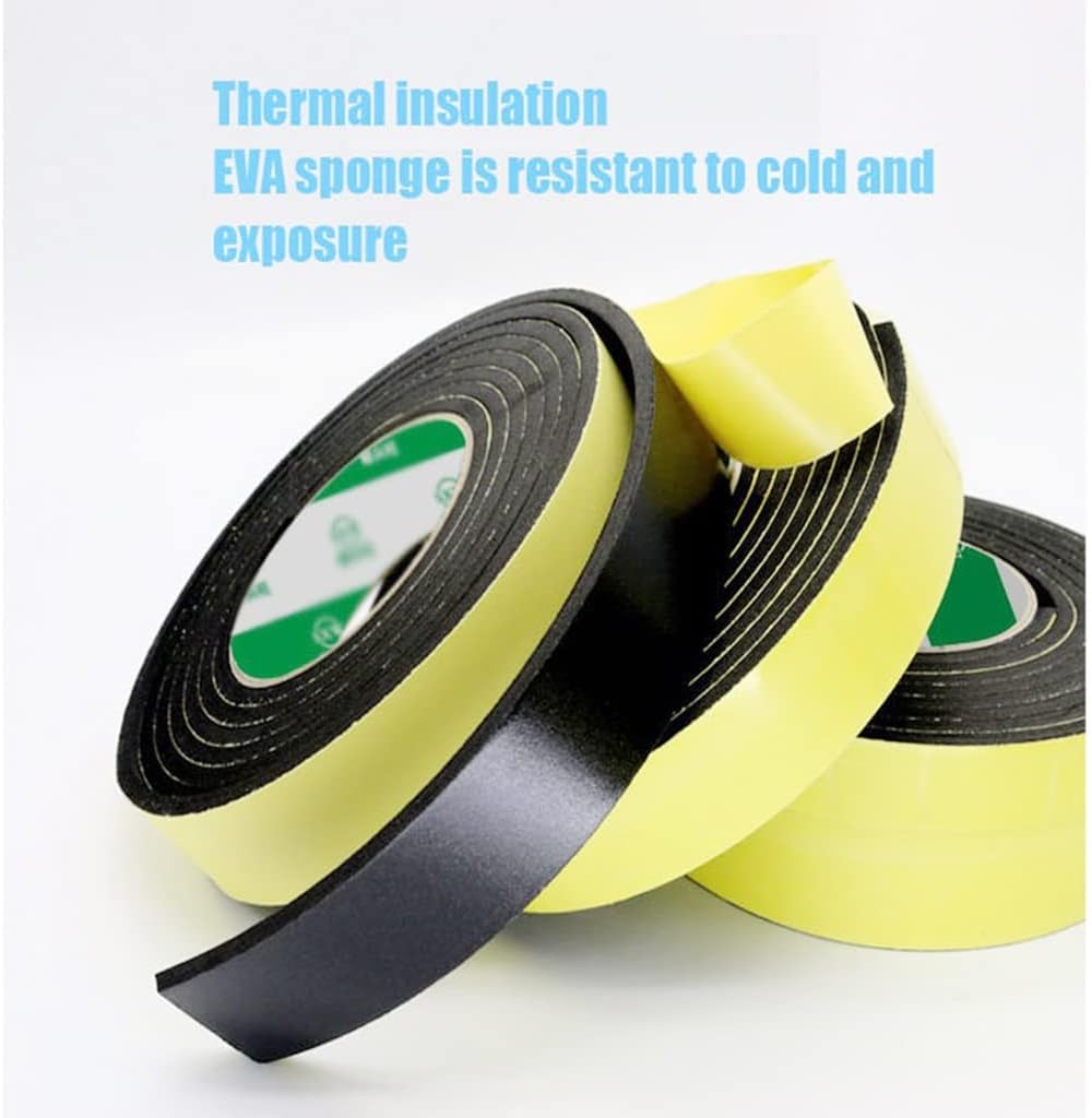 Foam Tape, 1pcs Strong Adhesion Black EVA Foam Sponge Rubber Strip Tape - Single Sided Adhesive Anti-Collision Seal for Windows and Doors(25mmx5mmx3 Meters)