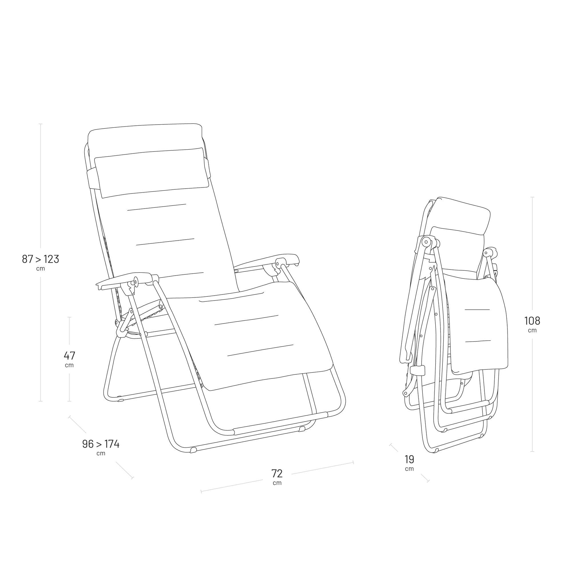 Lafuma MOBILIER - Gepolsterter Relaxsessel Zero Gravity RSX Clip XL - Klappbarer Liegestuhl für Garten und Innenbereich - Strapazierfähiges AirComfort®-Gewebe - Mehrpositionenliege XL, Komfortabel