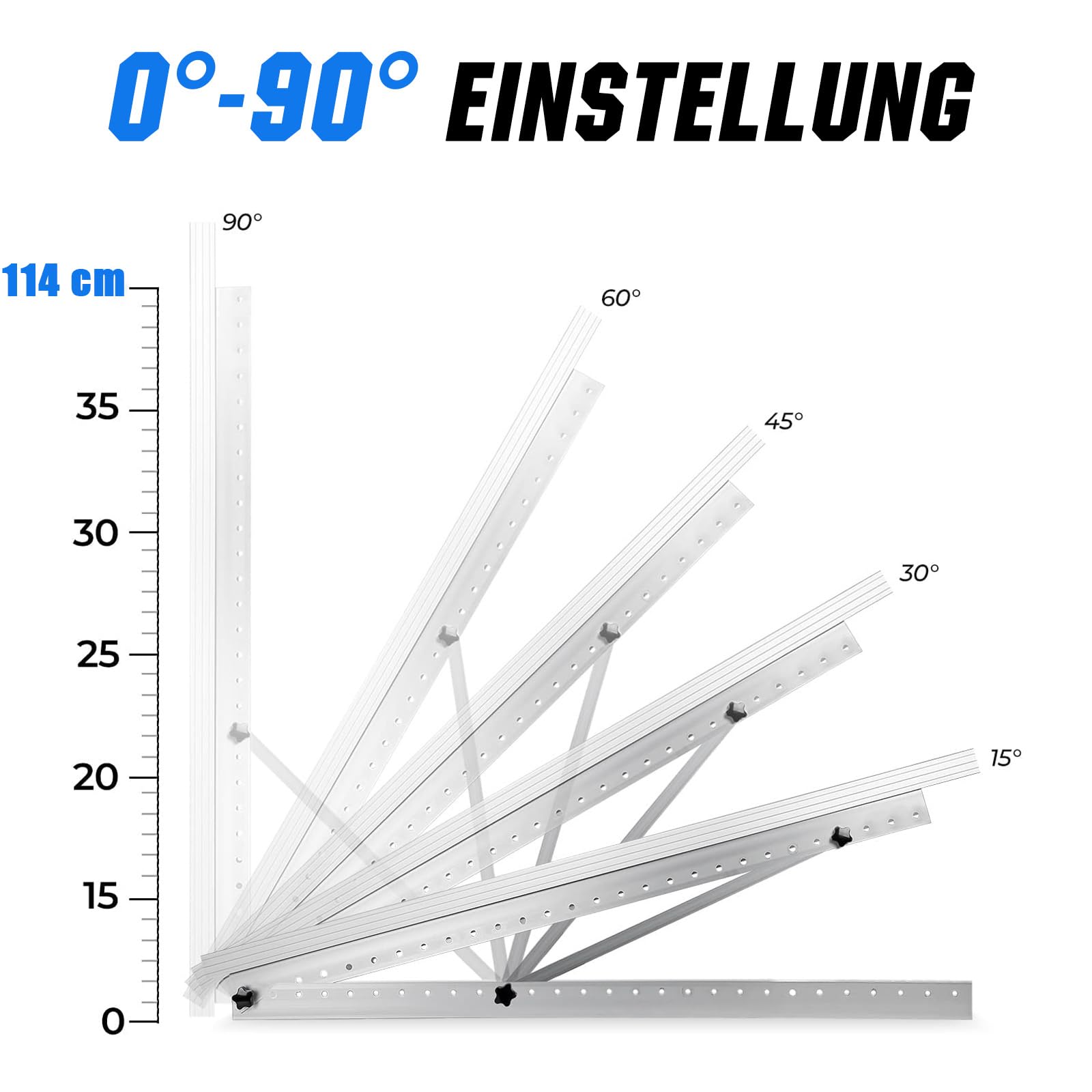 GLIESE® Solarmodul Halterung 114 cm 2 Sets | Balkonkraftwerk Solarpanel Halterung aus Aluminium | Solarmodul Montageset Verstellbarer Winkel von 0°-90° | Für Flachdach, Garten & Wand | 0% MwSt.