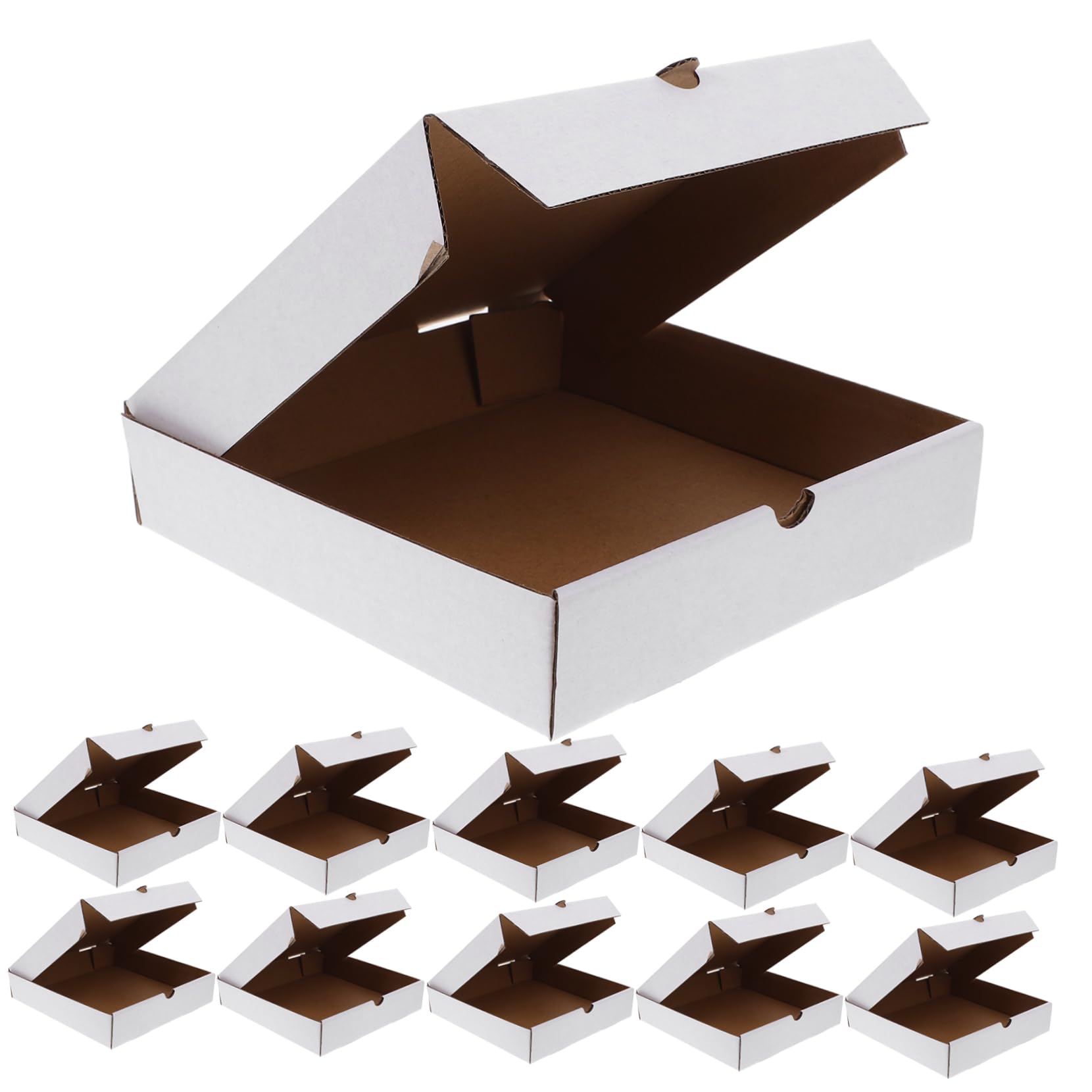 NAMOARLY 30pcs Kraft Pizza Box Paper Corrugated Pizza Boxes White Kraft Storage Boxes Pizza Packing Oven Safe Freshness
