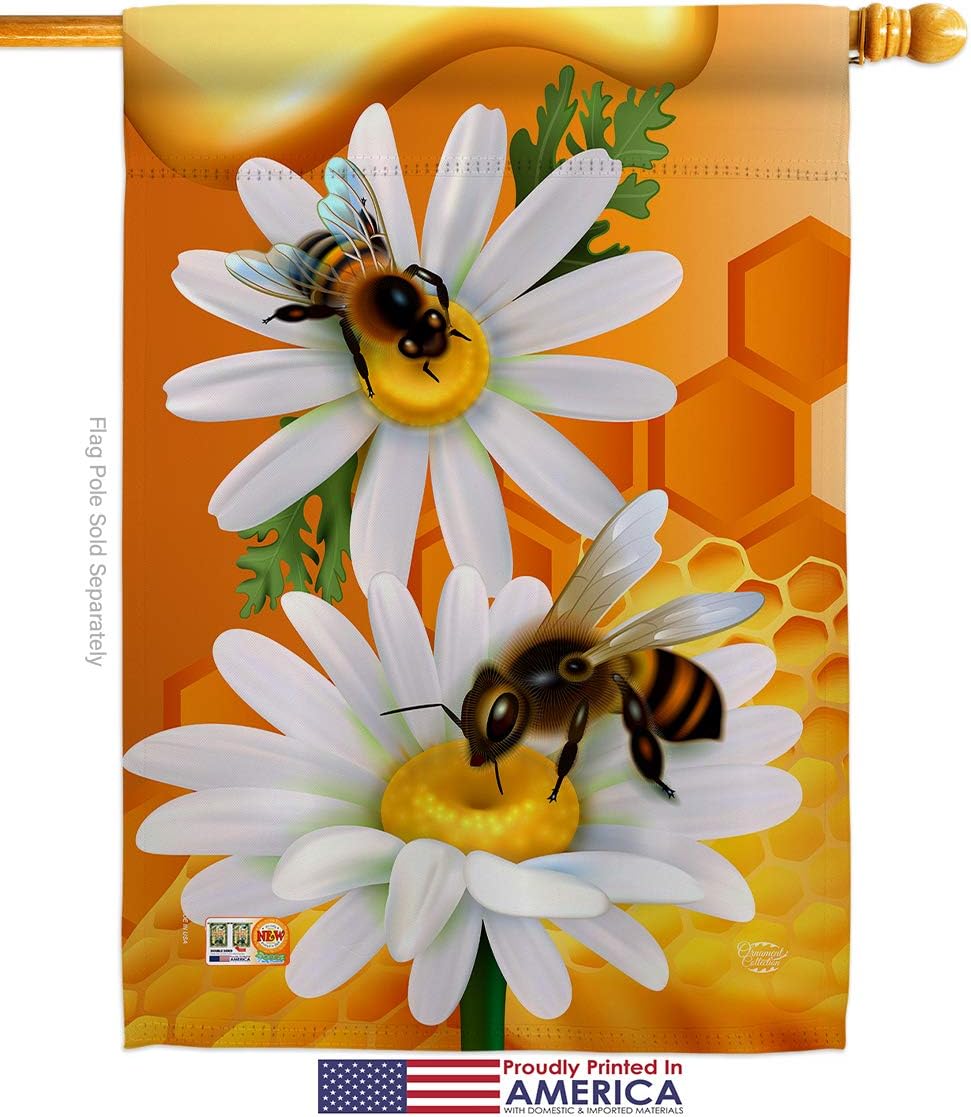 Sweet Honey House Flag Garden Friends Butterfly Ladybugs Dragonfly Bee Springtime Insect Natural Wildlife Small Decorative Gift Yard Banner Made In USA 28 X 40