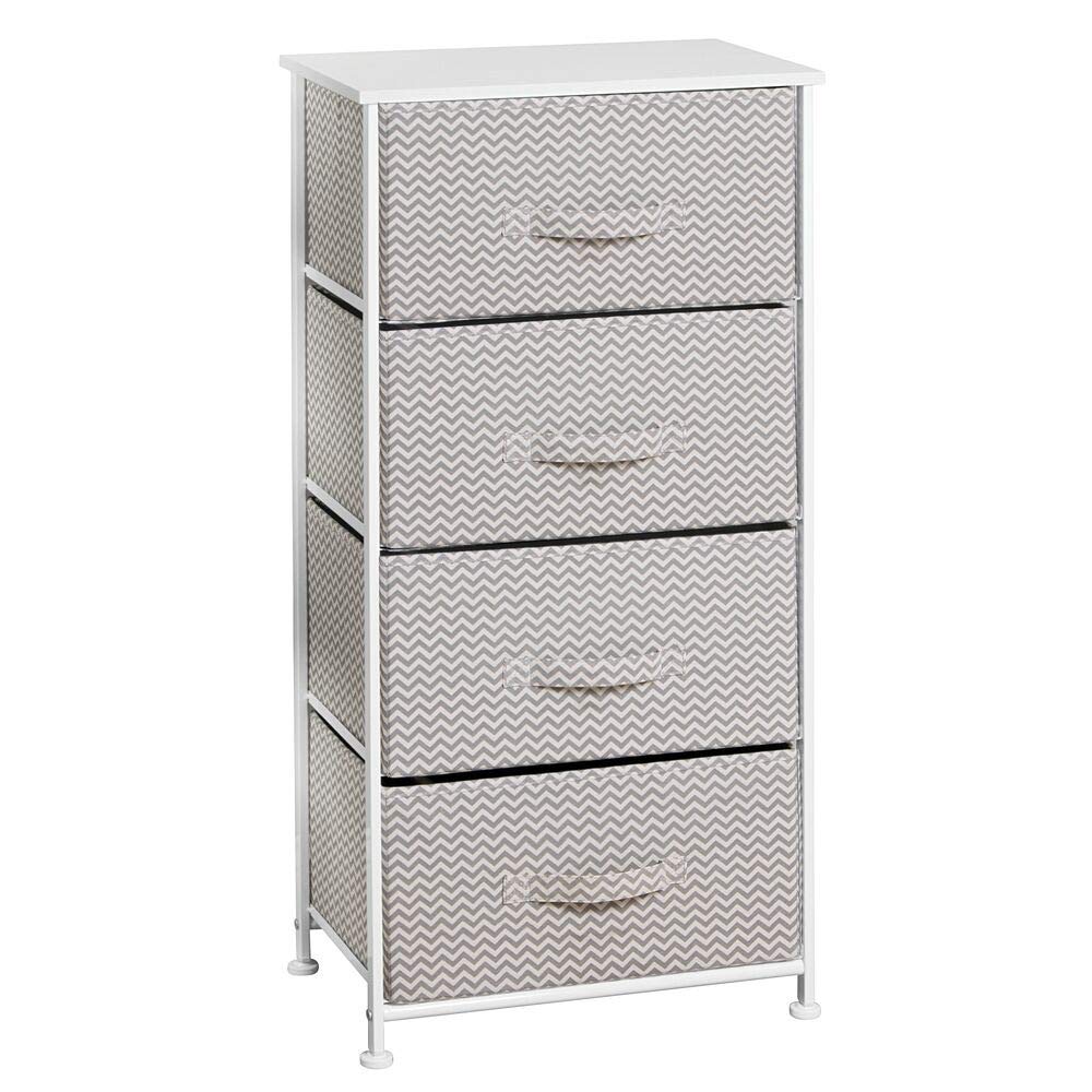 mDesign Kommode mit 4 Schubladen, Organizer für Schränke und Kommoden aus Stoff, Kommode für Schlafzimmer, Kinderzimmer, Farbe: Taupe/Natur