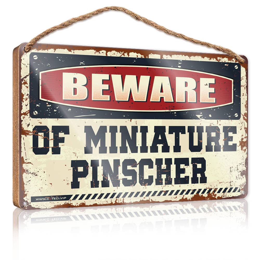 Yyhleh One Color Door Sign For Front Door Outside Beware Of Miniature Pinscher Wooden Sign(23X35cm)
