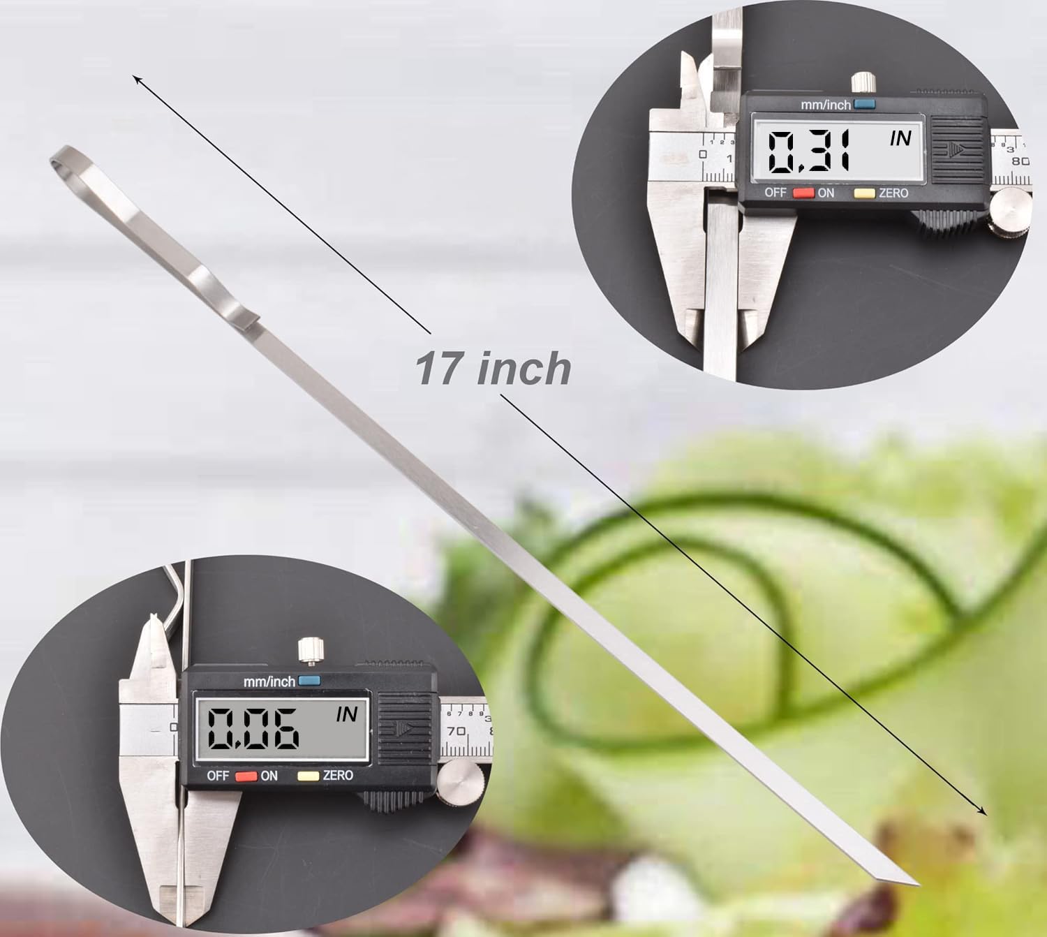 Spiedini in acciaio inox da 43,2 cm per kebab, spiedini piatti per barbecue, spiedini per barbecue in metallo per grigliare carne, pollo, gamberetti, verdure, confezione da 20 (barbecue piatto da 43