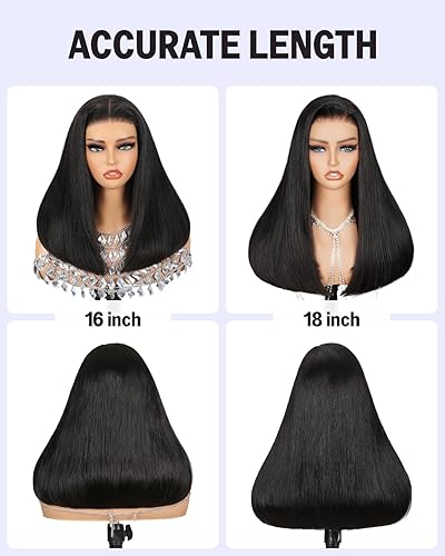 Miniatura 6 de MEGALOOK Pelucas de cabello humano con encaje frontal HD de 13 x 4 pulgadas, prearrancadas, densidad del 200%, balayage, pelucas de cabello humano