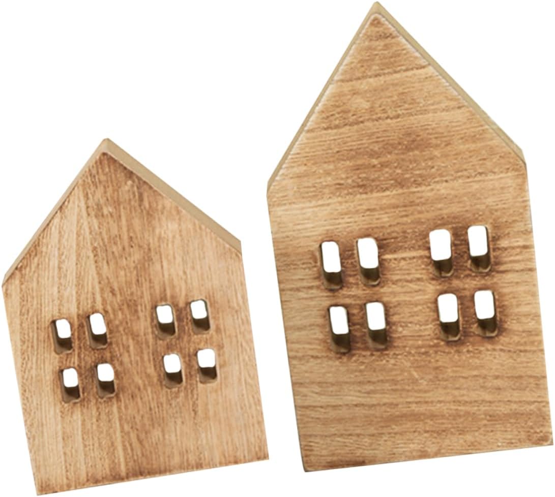 2Pcs Mini House Decor Slices Small Artificial Decorative Houses for Christmas and Home Party Centerpieces Lightweight Tabletop Festival Scene Ornaments