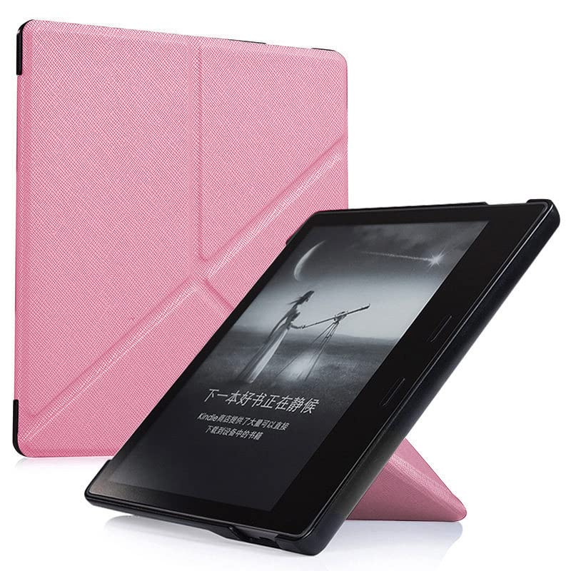 Image of Case for Kindle Oasis (10th Generation, 2019 Release and 9th Generation, 2017 Release) | Slim Cross Stripe Fold Stand Cover | Pink