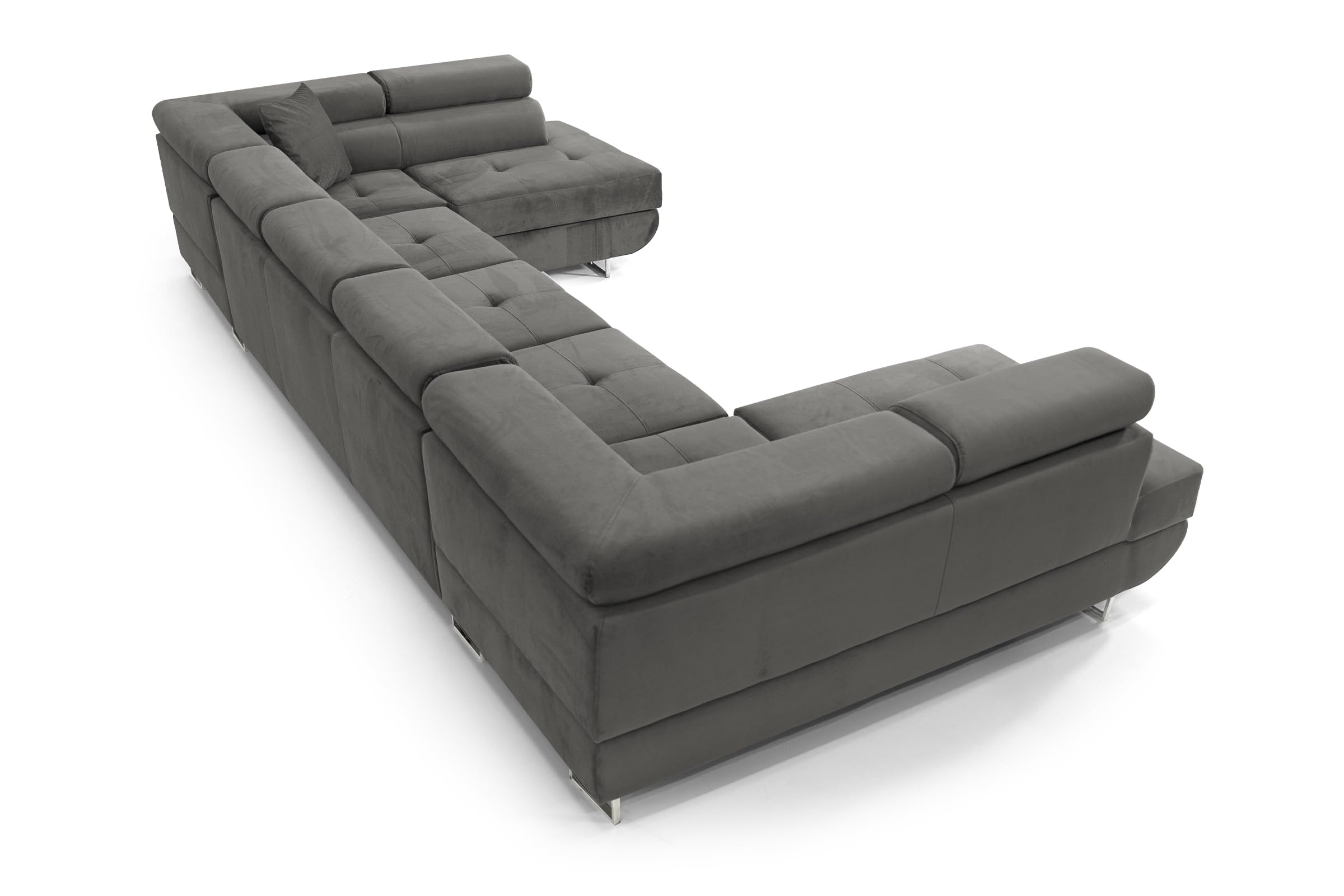 Ecksofa mit Schlaffunktion Big PASTI U-Form, Sofa Couch mit Bettkasten, 3-Sitzer Eckcouch, Schlafsofa für Wohnzimmer, Big Sofa Couch mit Schlaffunktion (Dunkelgrau)