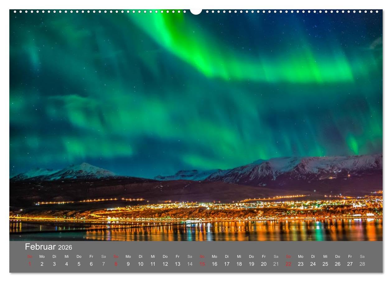 Island 2026 (hochwertiger Premium Wandkalender 2026 DIN A2 quer), Kunstdruck in Hochglanz: Island - Polarlichter, Gletscher und Vulkane (CALVENDO Orte)