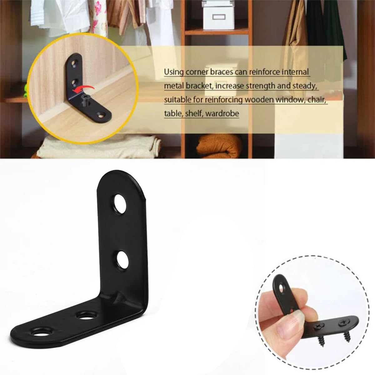 30 PZ STAFFE Angolari In Acciaio Inox Parentesi Graffe Angolari A Forma Di L Mobili EUR 47,48