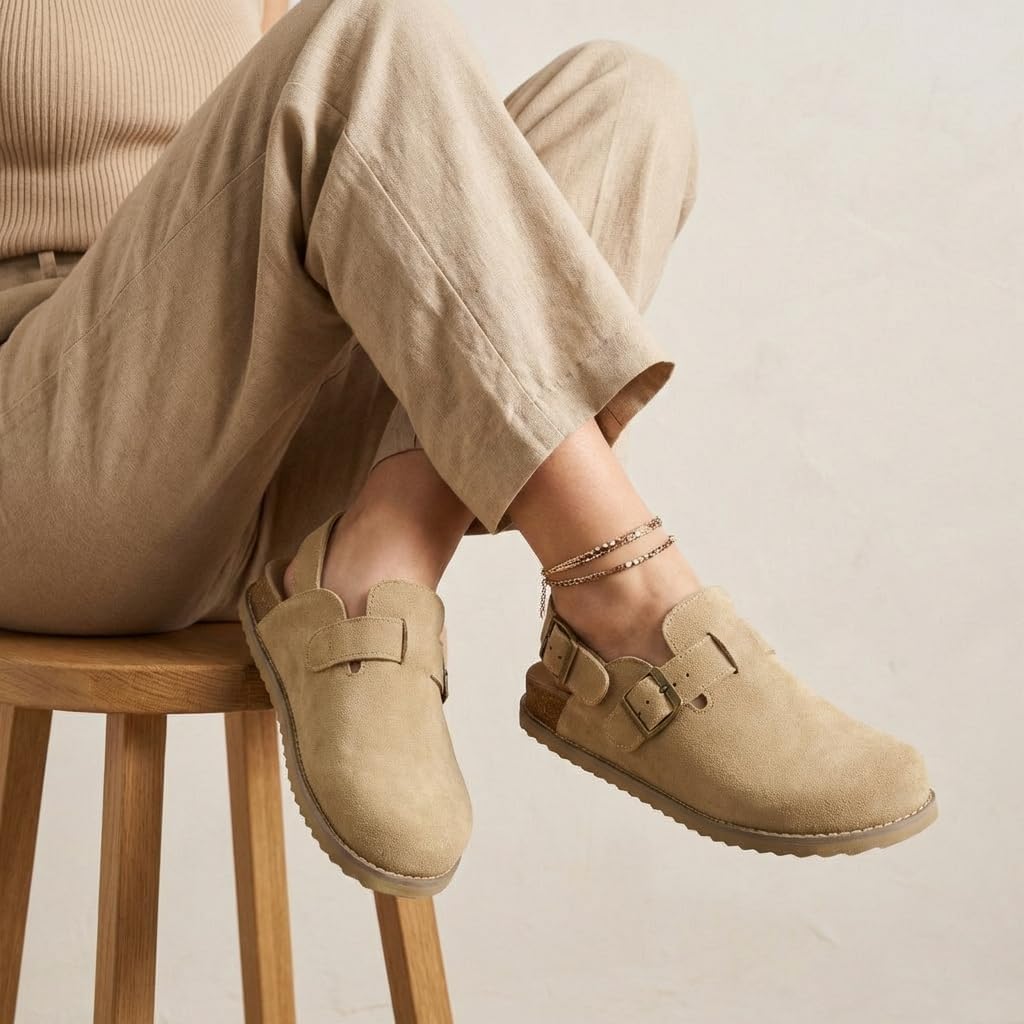 CUSHIONAIRE Brooklyn Suede Womens Slides– Comfortable Clog Mules with Adjustable Buckles – Summer Shoes for Women - Image 7