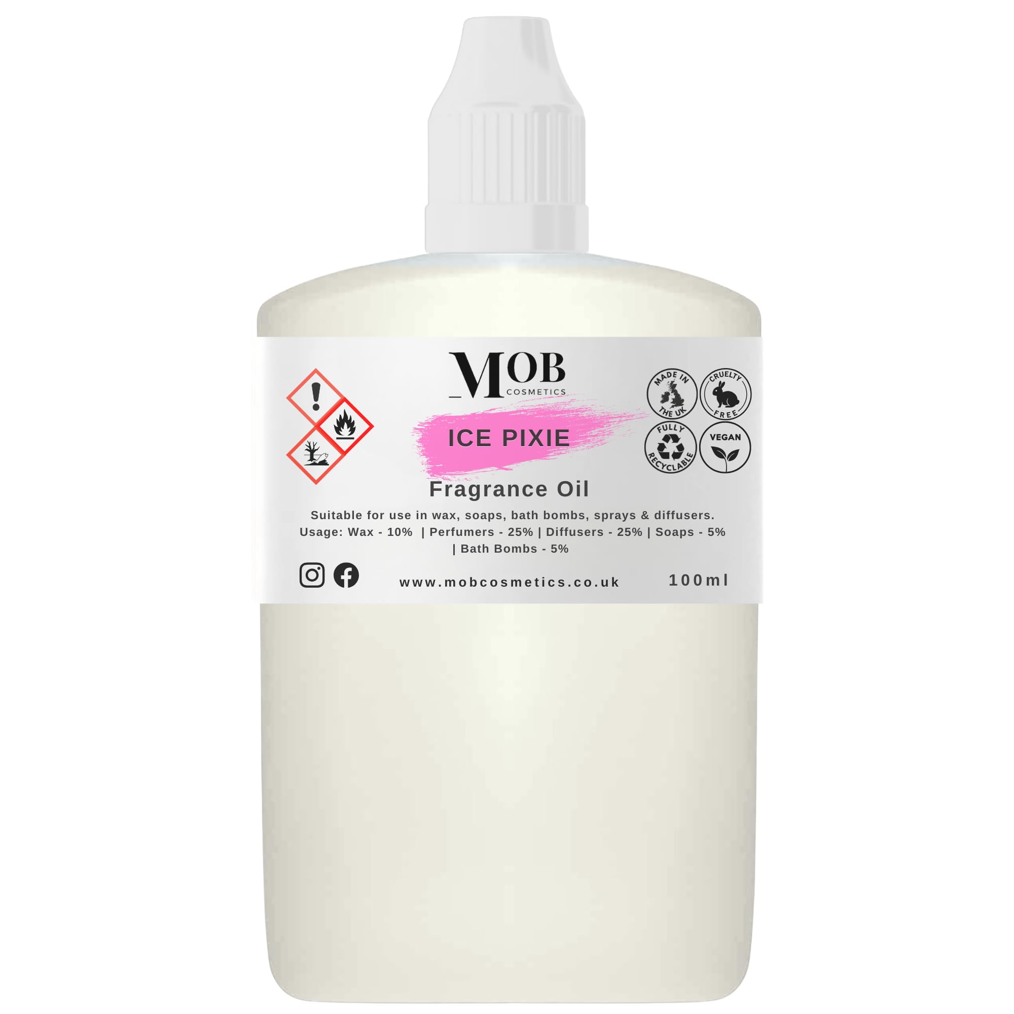 Designer Fragrance Oil: Wax Melts, Soaps, Candles, Bath Bombs, Reed Oils, Perfume, Room Sprays 100ml (Snow Angel) — image 1