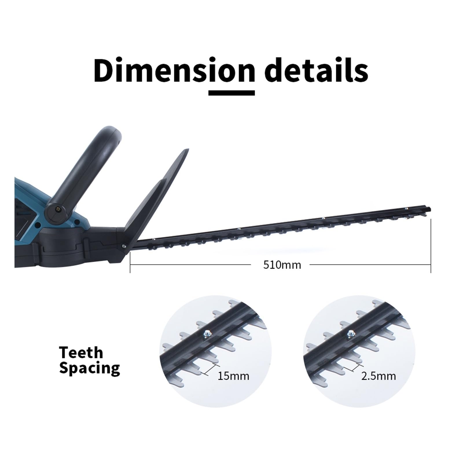 Tondeuse à gazon, Taille-haie sans balais taille-haie fil double Action scie d'élagage coupe poignée rotative outil de jardin for batterie 18V(2Batteries)