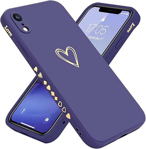 Teageo Funda compatible con iPhone XR de 6.1 pulgadas para mujeres y niñas, bonito corazón de amor de lujo protección completa de lente de cámara
