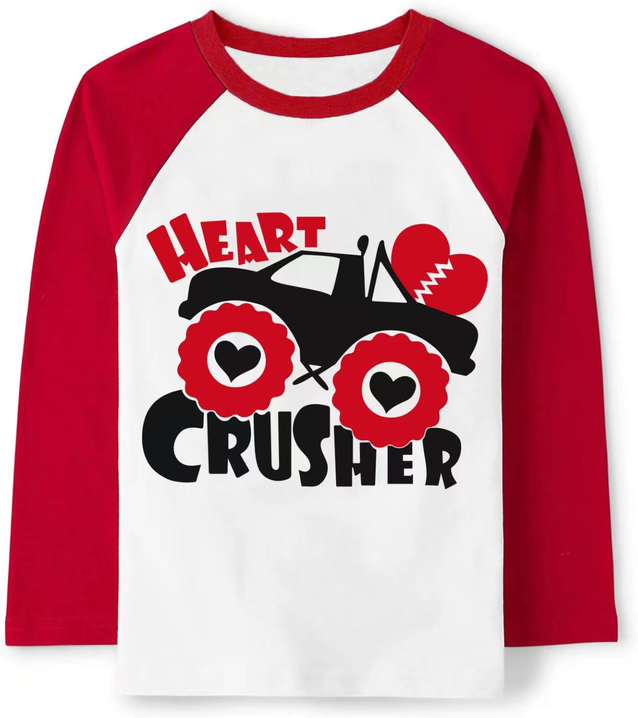 Mrocioa Toddler Boy Girls Loved Heart Valentine's Festival Kids Raglan Long Sleeve Shirt 1-7 Years