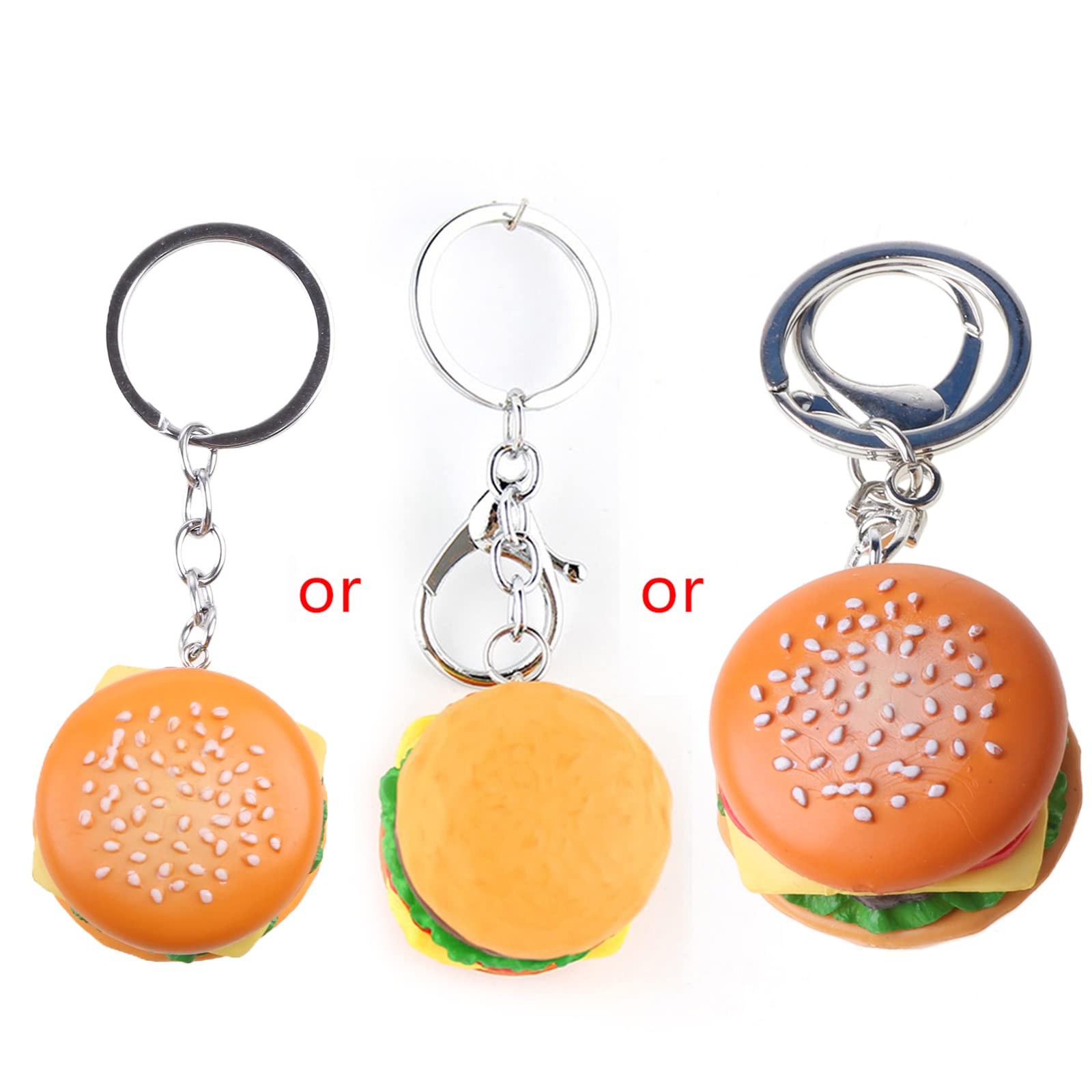 4 Portachiavi Ciondolo A Forma Di Cheeseburger - Giallo Simulazione Cibo - Accessori Fatti A Mano Per Borsa E Chiavi Donna - 2