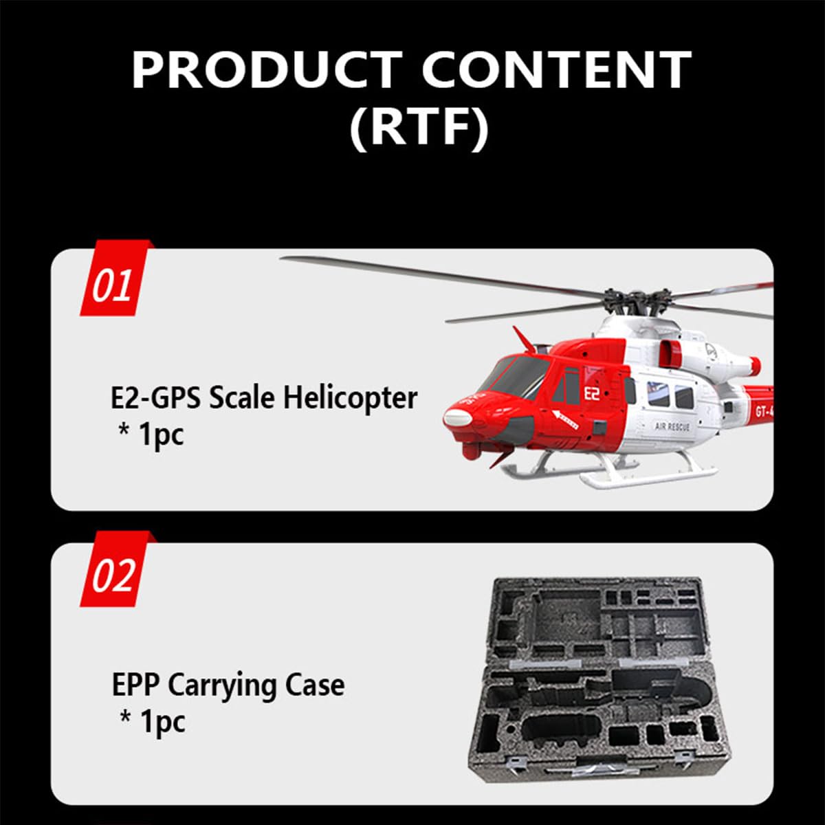 GOOSKY E2 UH-1Y helikopter RC, 2,4 G, 6 CH, zdalnie sterowany helikopter z lokalizacją Lidar, wojskowy helikopter, zabawka, prezent dla dorosłych – RTF