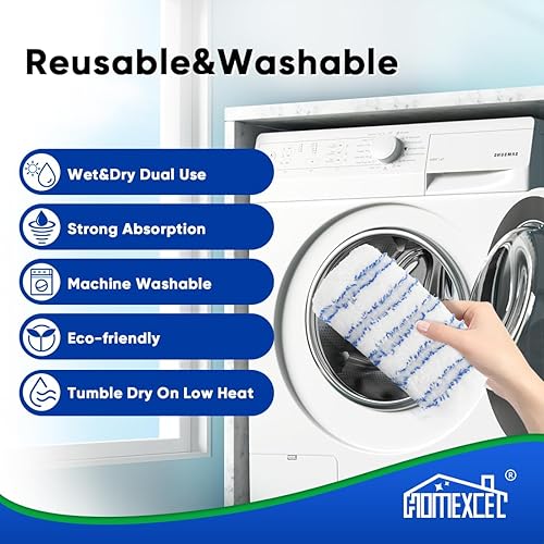 Miniatura 6 de HOMEXCEL Almohadillas de microfibra reutilizables compatibles con O-Cedar Hardwood Floor'N More, almohadillas de microfibra para la cabeza de mopa
