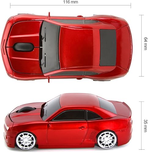 Miniatura 7 de Ai5G para CL Car Mouse inalámbrico Sport Car Shape Mouse Laptop Computadora de escritorio Ratones ópticos con faro LED Nano USB de 2.4 GHz (rojo)