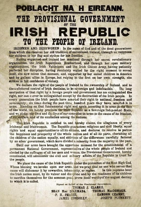 Irish Proclamation Of Independence Metal Sign Wall Mural Pub Post...