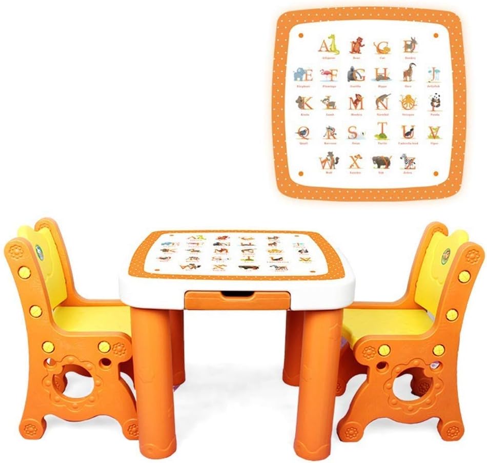 Juego de Mesa de Escritorio para niños de 1 a 5 años, Juego de sillas de Mesa de Actividades, Mesa de Estudio y Silla para niños, Juego para niños pequeños/Silla de Mesa de Dibujo (Amarillo)