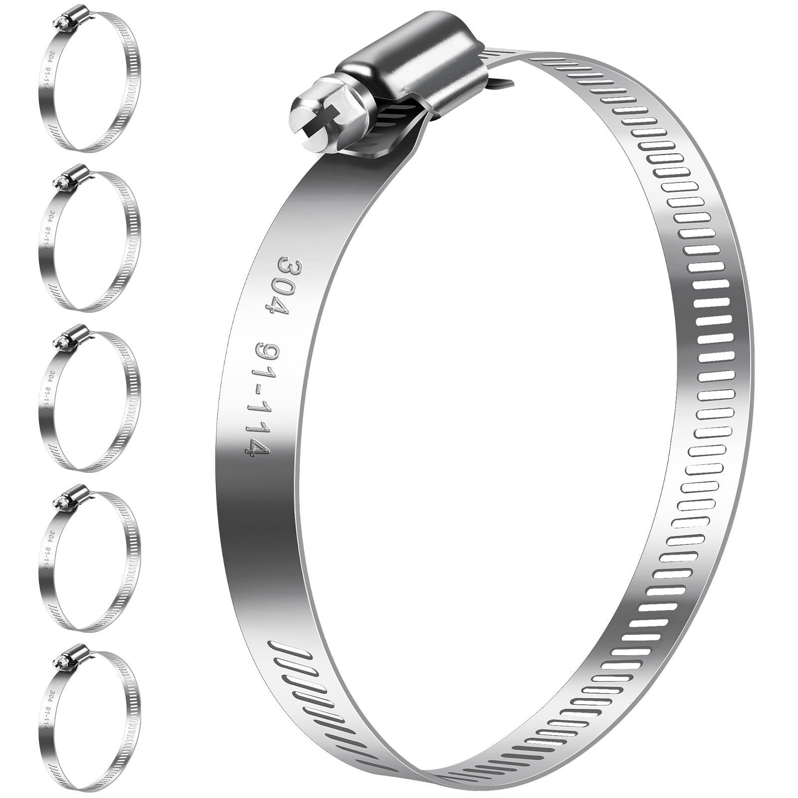 Bolatus Fascette tubo stringitubo 91-114 mm, 6 pezzi, in acciaio inox 304 regolabili, assortimento per tubi piscina, ventilazione e scarico