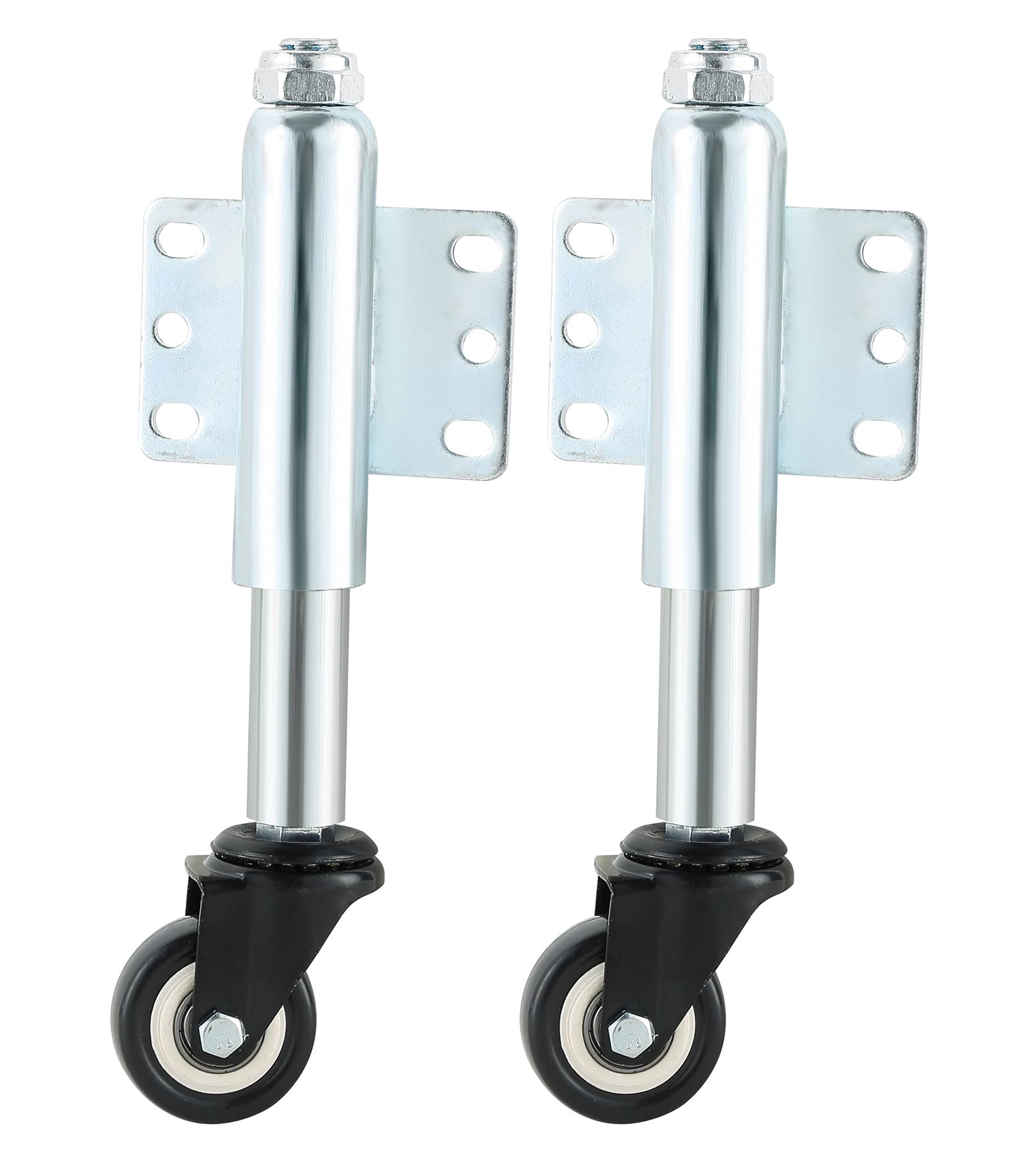 FLKQC 2" Spring Loaded Gate TPU Thermoplastic Polyurethanes Caster, 6 Holes Side Mount Plate Ball Be