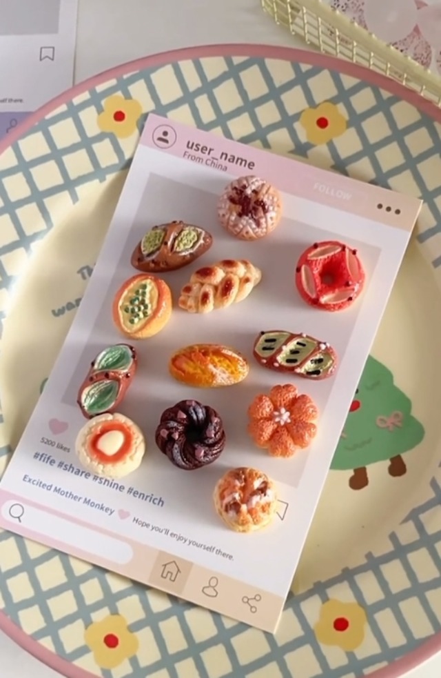 15 Piezas Imanes Decorativos Mini Pan de Resina miniatura 6