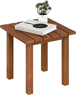 Furinno TIOMAN Patio Table, Outdoor Side Table, Patio End Table, Coffee Table in Teak Oil, for Patio, Garden, Porch, Natural