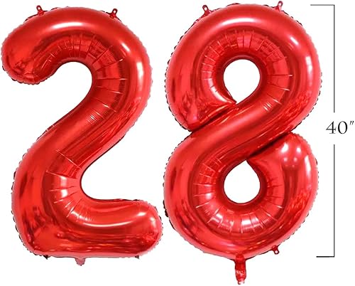 Miniatura 2 de Globos de 40 pulgadas de color rojo con el número 28 u 82, decoraciones para festivales, cumpleaños, aniversario, globos de helio, suministros de