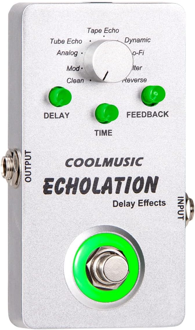 COOLMUSIC A-DE01 Pedal de retardo digital Echolation con 9 efectos…