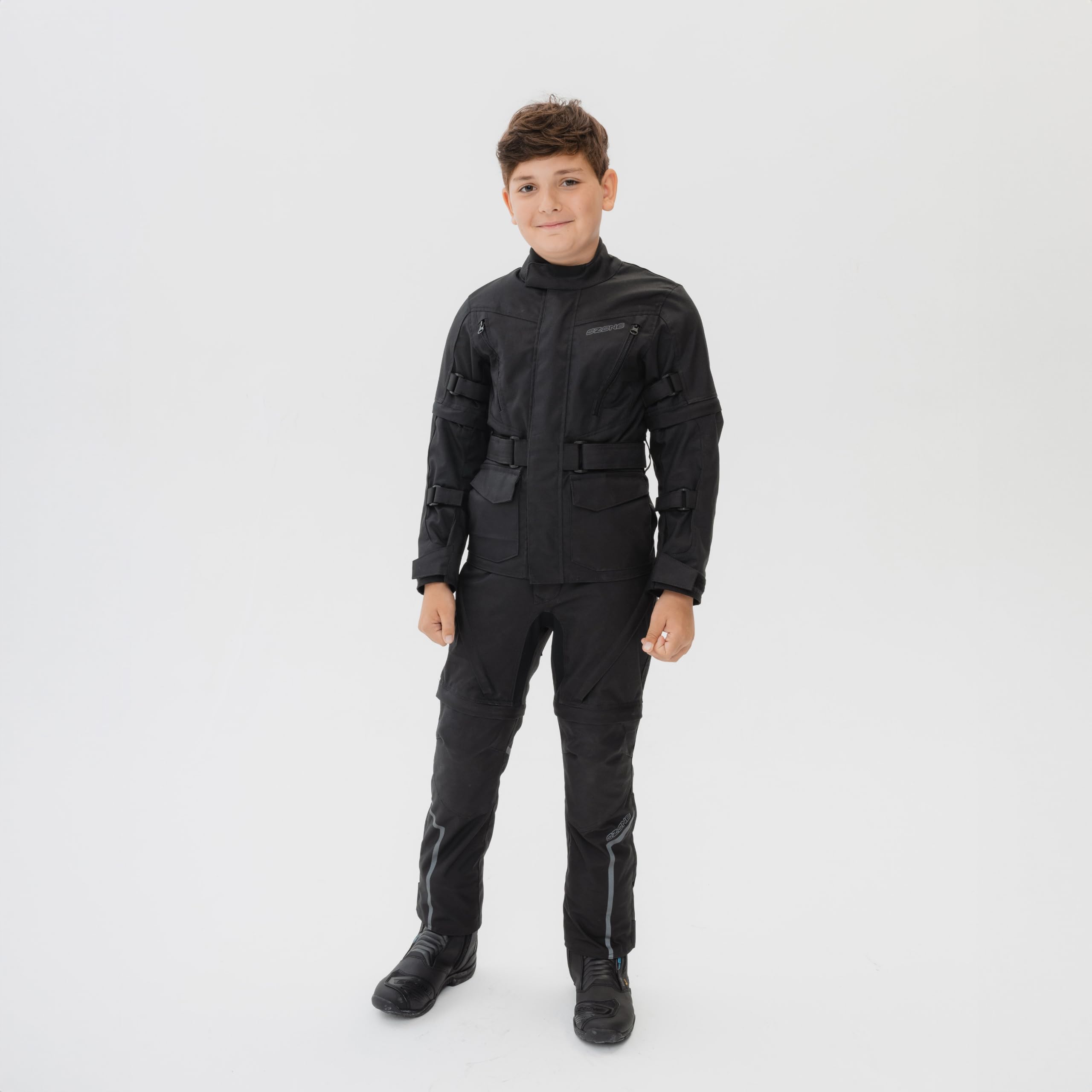 OZONE MOTO Union Junior Pantalon de Moto Enfant | Textiles | Protecteurs de Genou Niveau 1 | Membrane Intégrée | Possibilité d'extension de Jambe | 2 Canaux de Ventilation | 3 Tailles