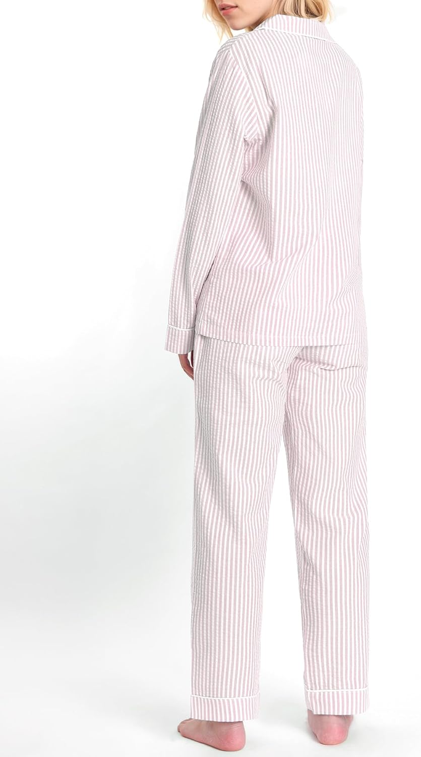 Women's Petite Pajama Set Petite Size Cotton Seersucker Pjs - Image 3