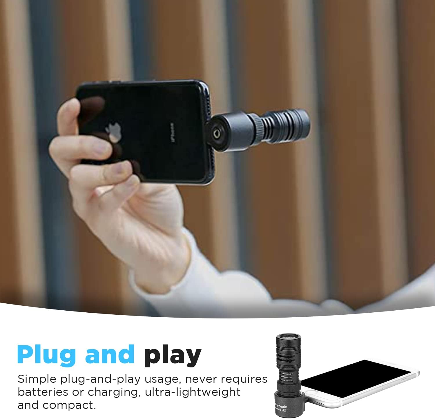 Saramonic Professional Mini Plug Play Microphone for iPhone iOS Devices Mobile Phone Vlogging Podcast Video Recording Mic