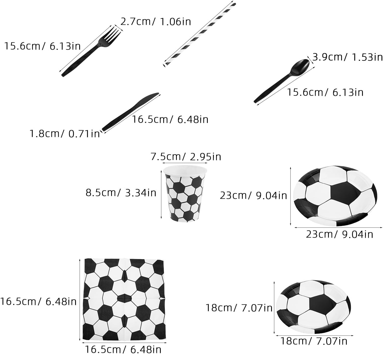 VILLCASE Soccer Birthday Party Decorations, 90pcs Serves 10 with Paper Plates, Cups, Napkins, Flatware Set for Game Day Tailgate, Soccer Party Supplies Kit