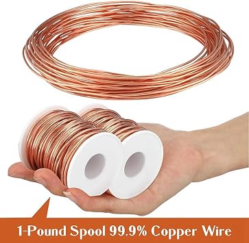 2 Rolls Soft Copper Wire Solid Bare Bendable Wire for Electroculture, Jewelry Making (12 Gauge 52.49Feet Per Roll) Easy to Use 16m