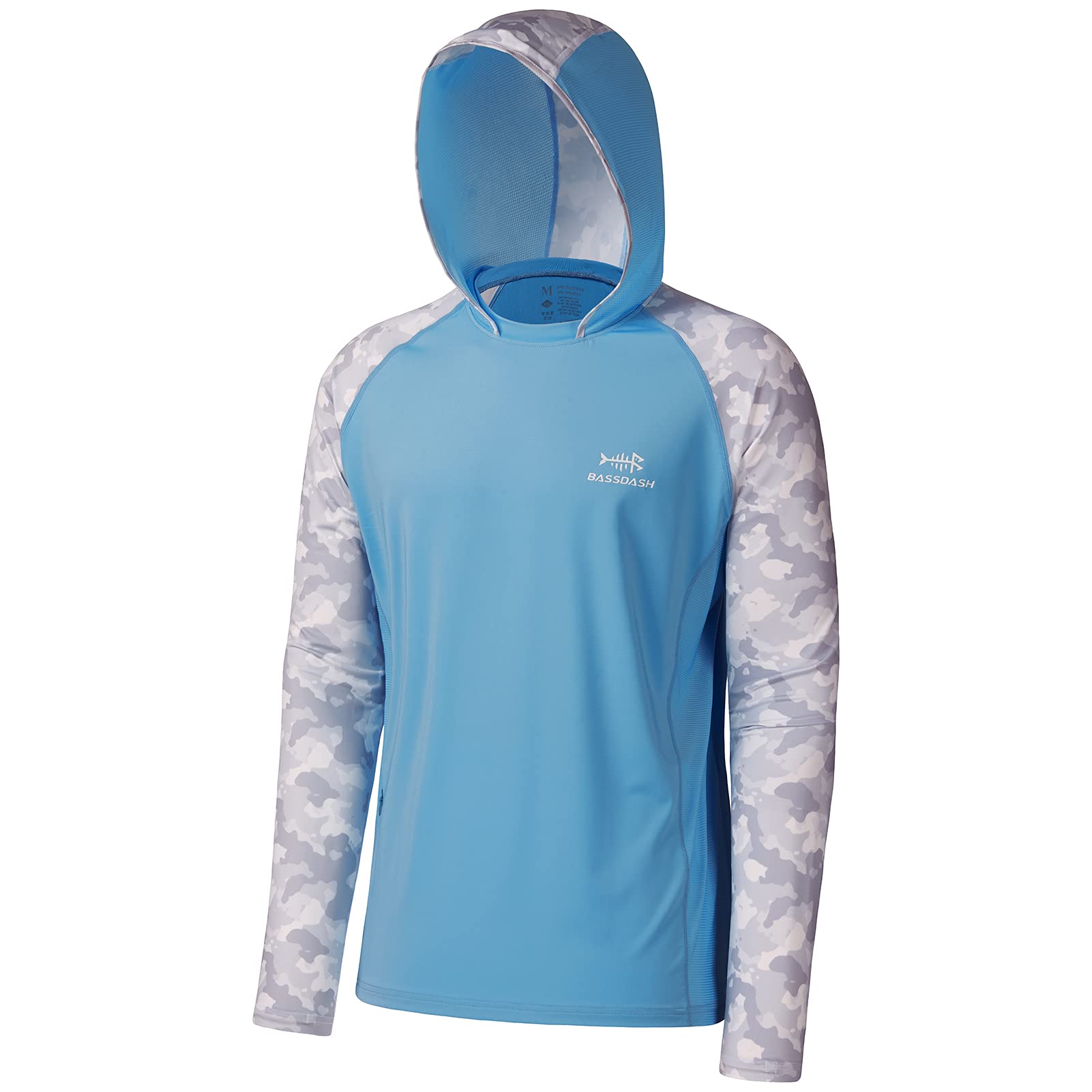 Bassdash UPF 50+ Herren T-Shirt Langarm Angelhemd mit Maske UV Schutz Neck Gaiter Hoodie mit Daumenloch