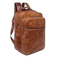 Mochila Unissex De Couro Legitimo Notebook Executiva Office