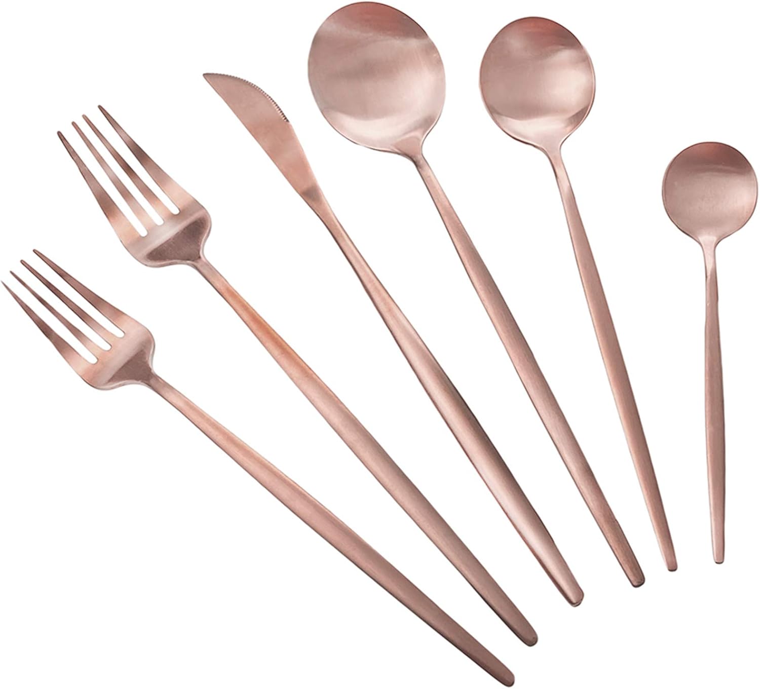 36-Piece rose gold Matte Silverware Flatware Cutlery Set, Stainless Steel Utensils Service for 6, Include Knife Fork Spoon, Satin Finish, Dishwasher Safe
