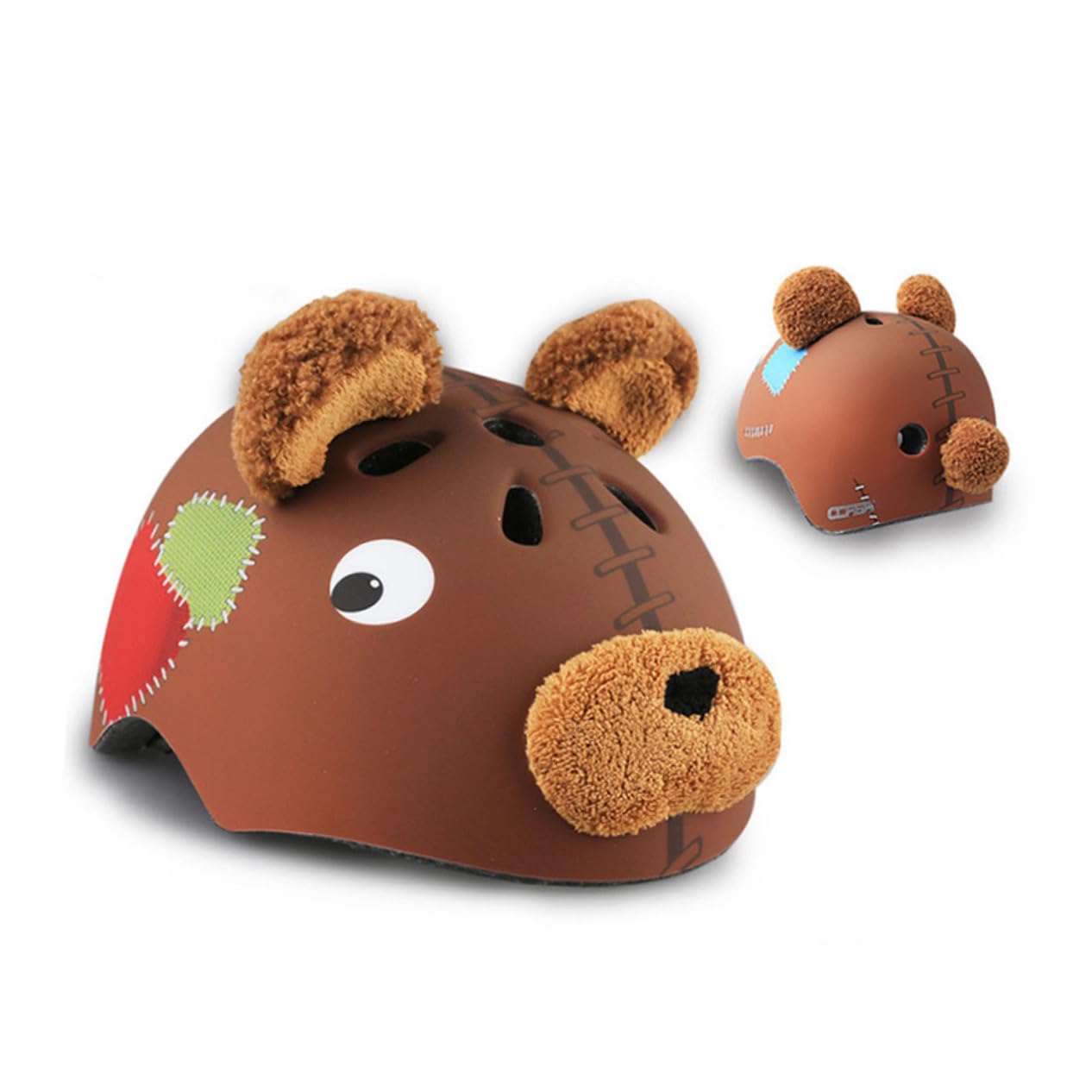 Casco Protettivo per Ragazzi, Design Orso, Materiale Espanso, Marrone