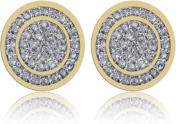 Amazon Rockyu ピアス メンズ ブランド シルバー ゴールド ジルコニア Czダイヤピアス キラキラ 豪華 円形 スタッドピアス 両耳 軟骨イヤリング 男女兼用 ヒップホップ風 カッコいい アクセサリー 金色 ボディピアス 通販