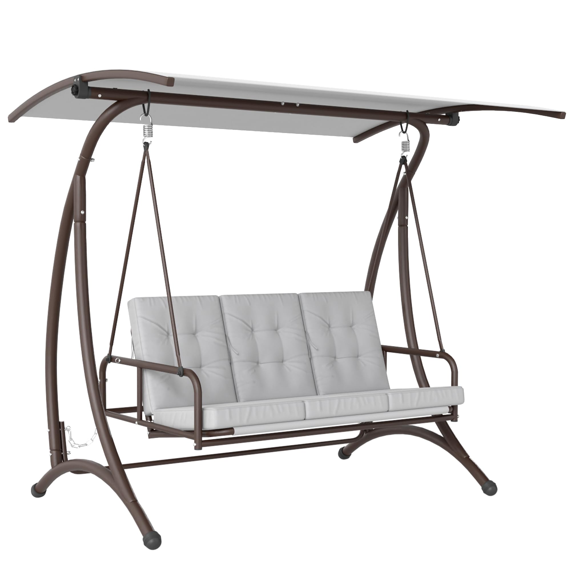 Outsunny Columpio de Jardín Exterior de 3 Plazas Balancín de Jardín Exterior Convertible en Cama con Toldo Ajustable Protección UPF30+ y Cojines Carga 330 kg 200x120x175 cm Gris Claro