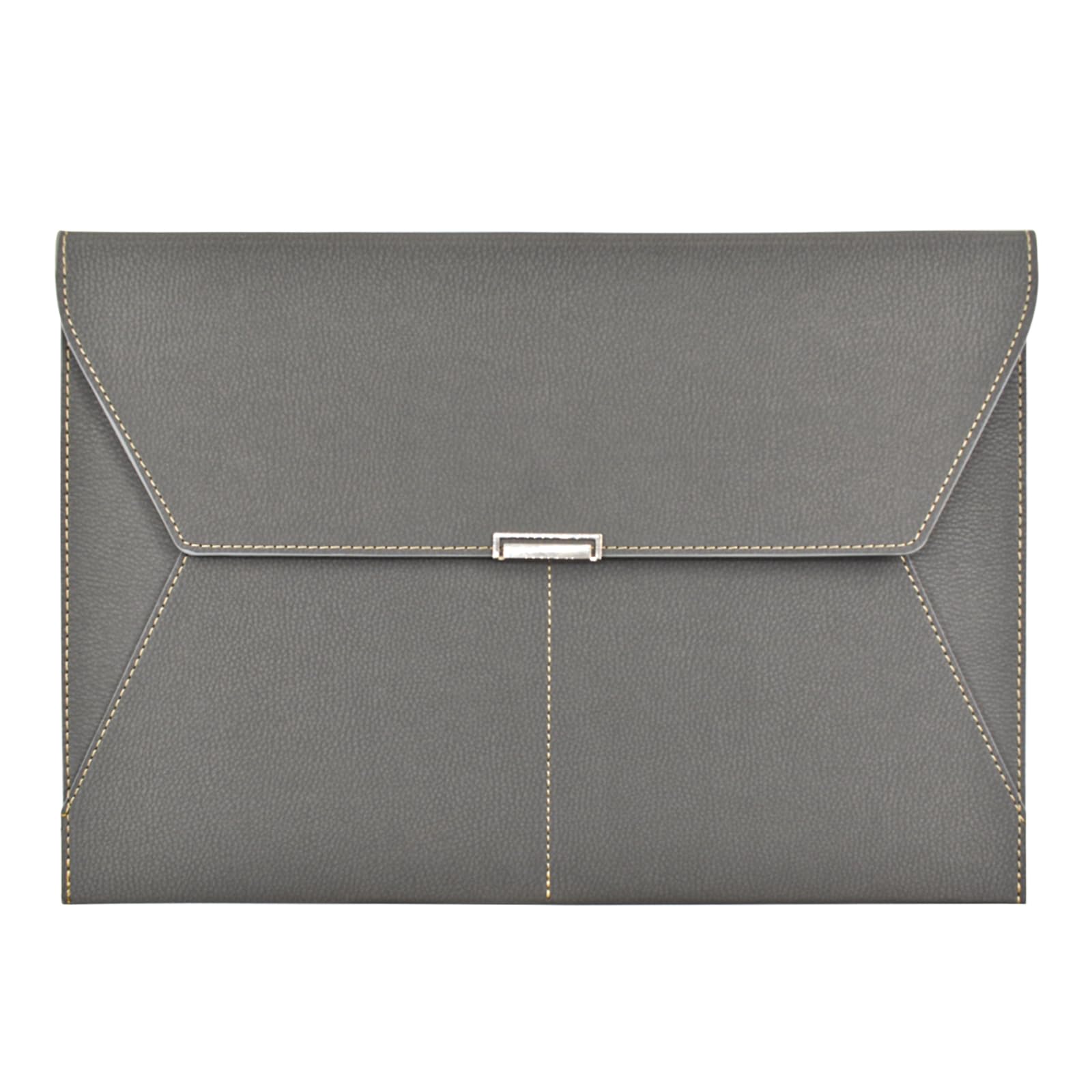 VANRA Carpeta de archivos, organizador de documentos, impermeable, carpeta de cuero con 3 bolsillos, sobres de archivo para papel tamaño carta A4 con cierre de botón magnético a presión (gris)