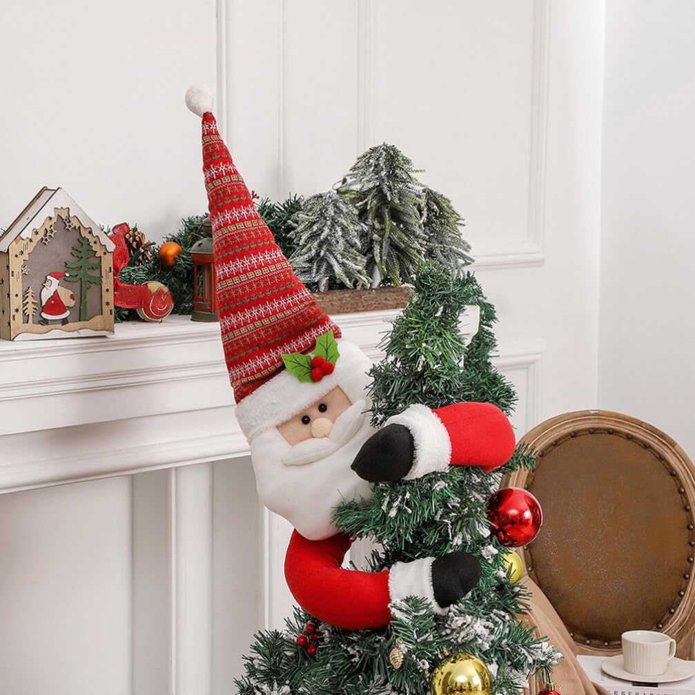 ibasenice Décoration de Sapin de Noël Père Noël Enlacé Cimier de Sapin Intérieur