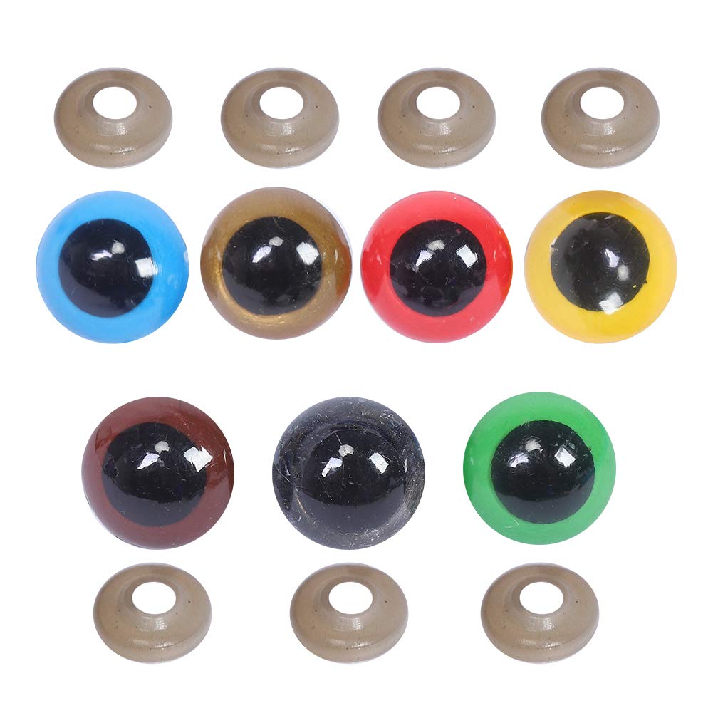 Ojos de muñeca de plástico, accesorios para ojos de muñeca, ojos de seguridad de plástico con accesorios de arandela para muñecas, animales de peluche, juguetes, marionetas (20MM)