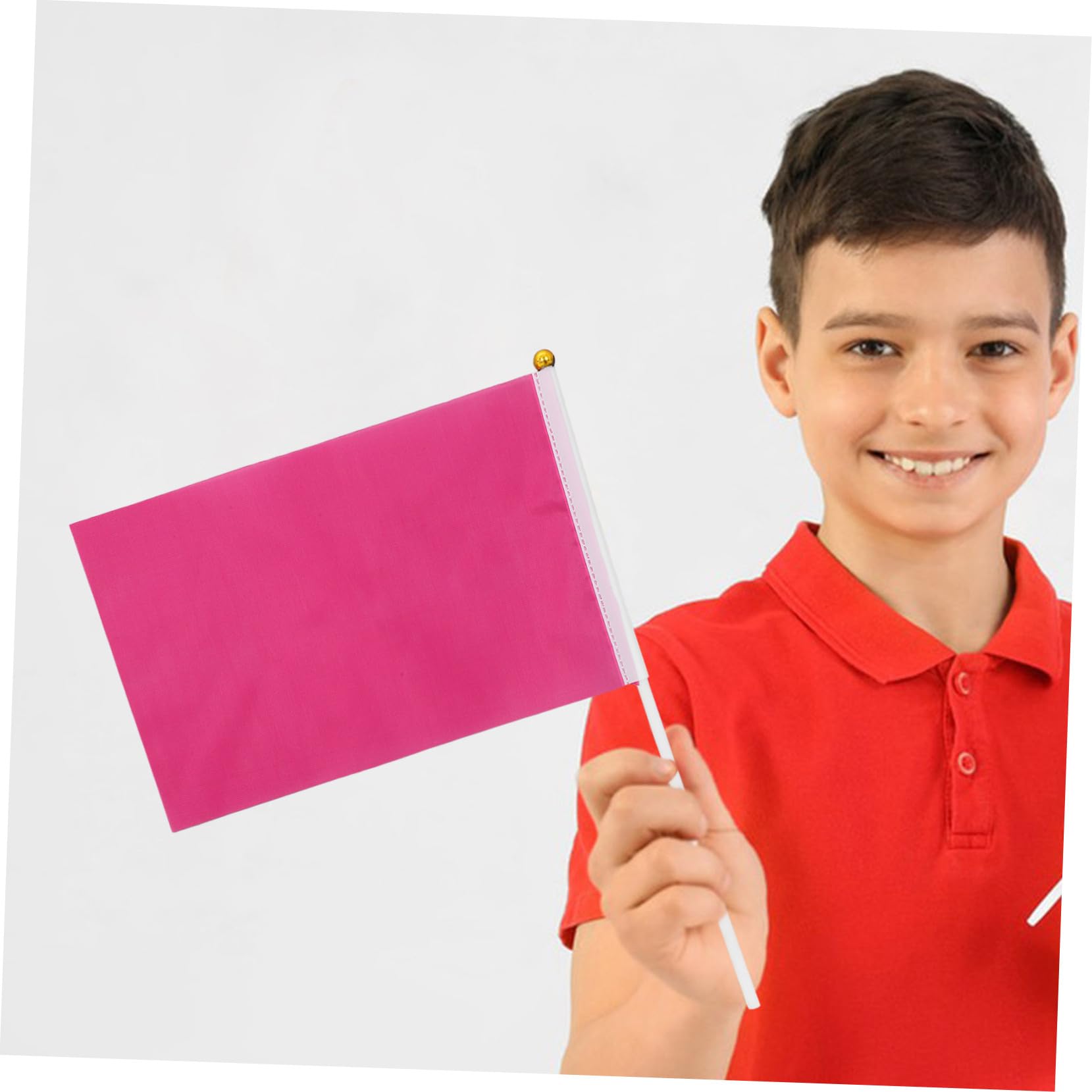 100 Pezzi Bandierine Da Mano Rosa in Pvc Resistenti Bandiere Portatili Per Feste E Celebrazioni Indoor Outdoor 11X8 Pollici Facili Da Tenere E Sventolare