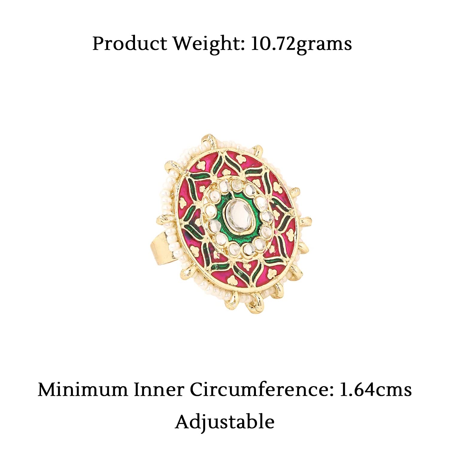 Adjustable Kundan Studded Meenakari Touch Rings, Elegant Gift
