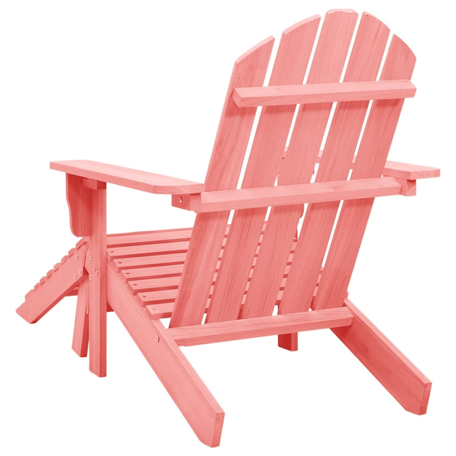 Krzesło ogrodowe Adirondack z otomaną, lite drewno jodłowe, różowy, przenośny, kompaktowy, leżak do ogrodu, na patio, taras, plażę i kemping