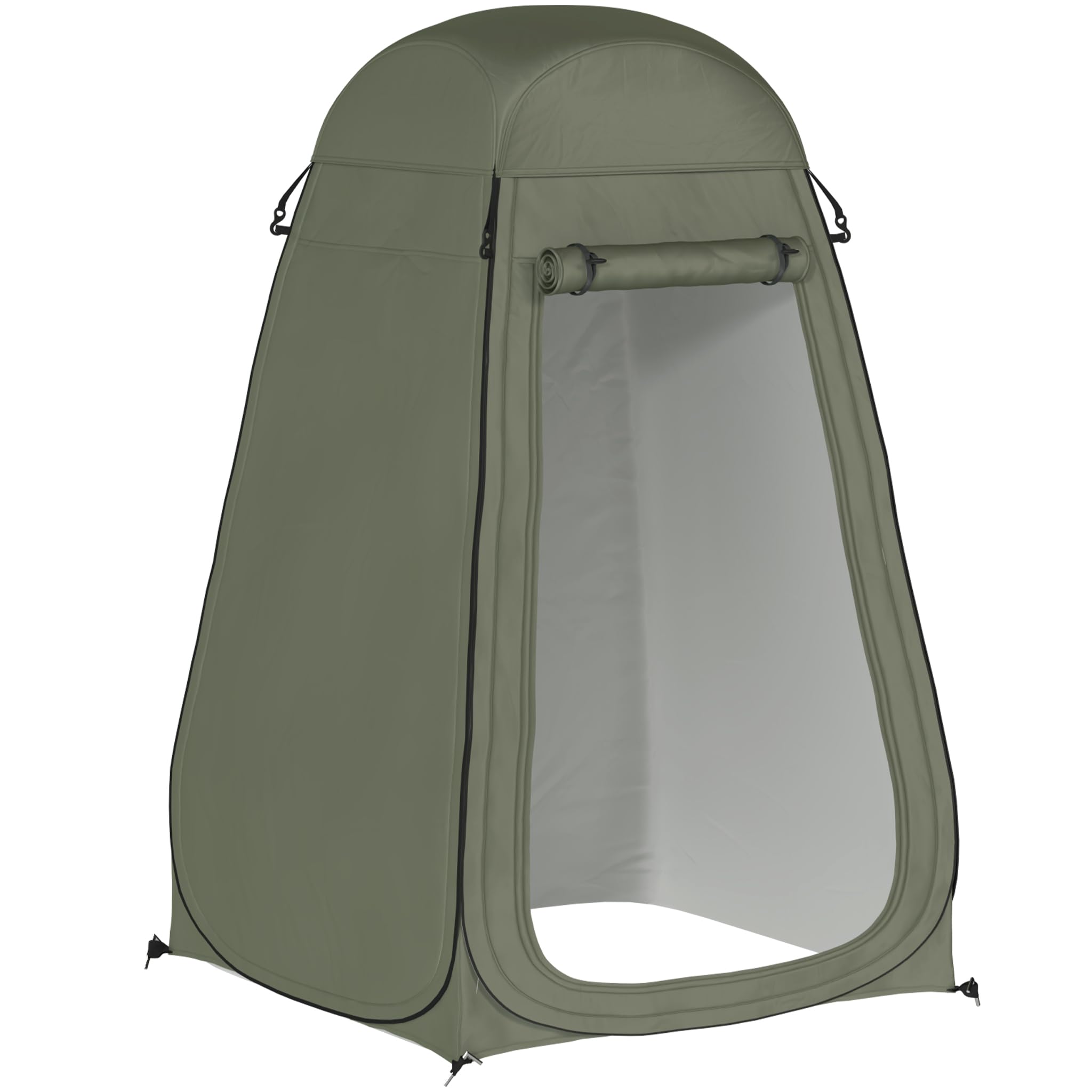 Outsunny Pop Up Shower Tent, Portable Camping Hiking Toilet Privacy Shelter with Mesh Windows, Zipper Door, and Carrying Bag for Outdoor Changing, Dressing Fishing, Bathing - 2